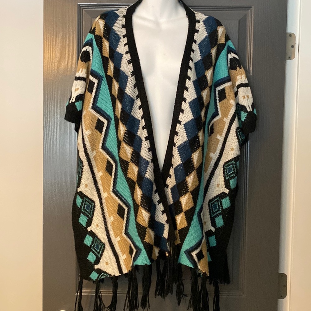 i joah Aztec Fringe Kimono